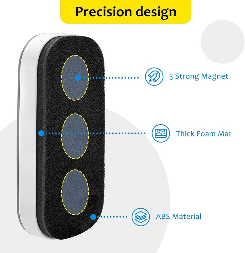 maxtek Magnetic Dry Erase Eraser, Glass Board Erasers, 4 Pack, Whiteboard Eraser for Dry Erase Board, Glass Board, Calendar Board, Office and School Supplies (Gray) - Image 2